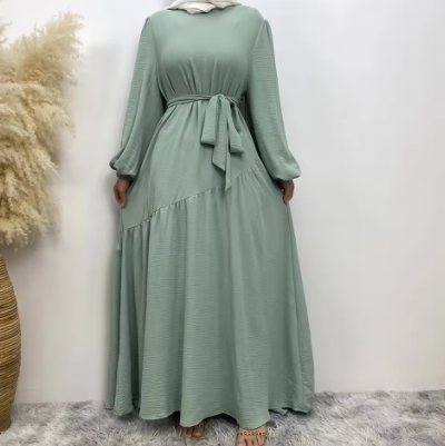 Elegant Long-Sleeve Abaya with Belt