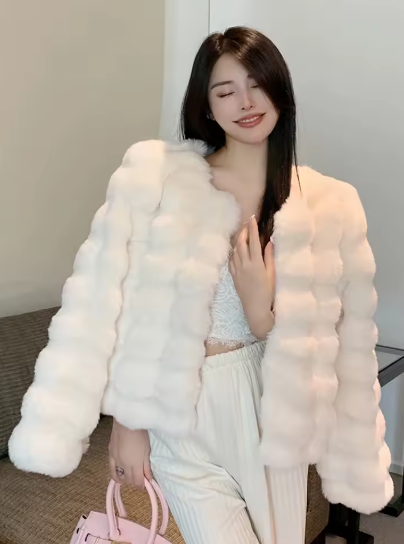 Luxury Women's Faux Rabbit Fur Jacket
