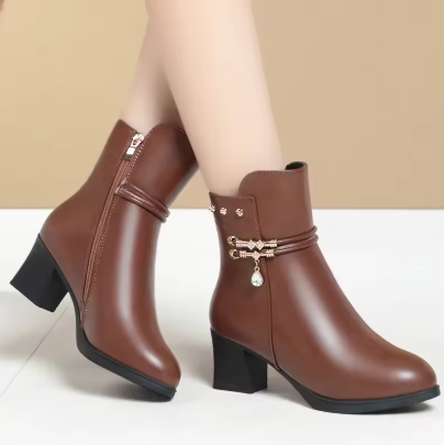 Women's Thick Heel Ankle Boots with Anti-Slip Sole