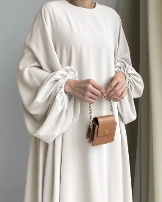 Elegant Solid Abaya Maxi Dress