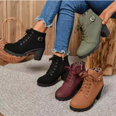 Women's High Heel Lace-Up Ankle Boots