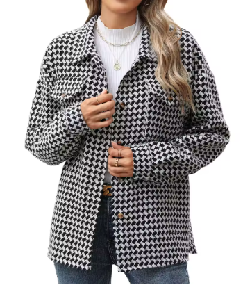 Women's Houndstooth Woolen Jacket