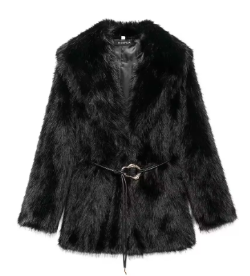 Women's Faux Fur Belted Coat