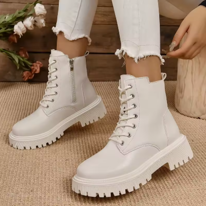 Women's Plush-Lined Lace-Up Combat Boots