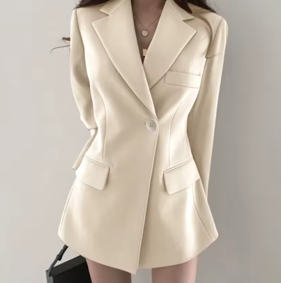Womens Slim Blazer Elegant Long Sleeve Suit Jacket