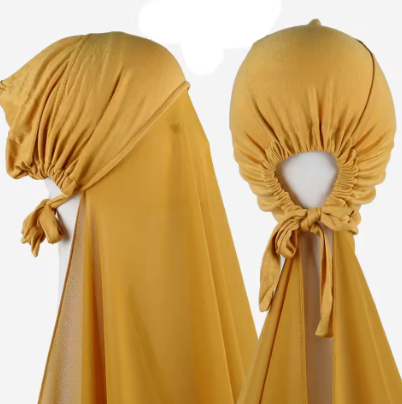 Instant Hijab Bonnet with Chiffon Shawl